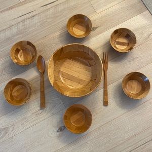 Wood crest Vintage Wooden Salad Set.